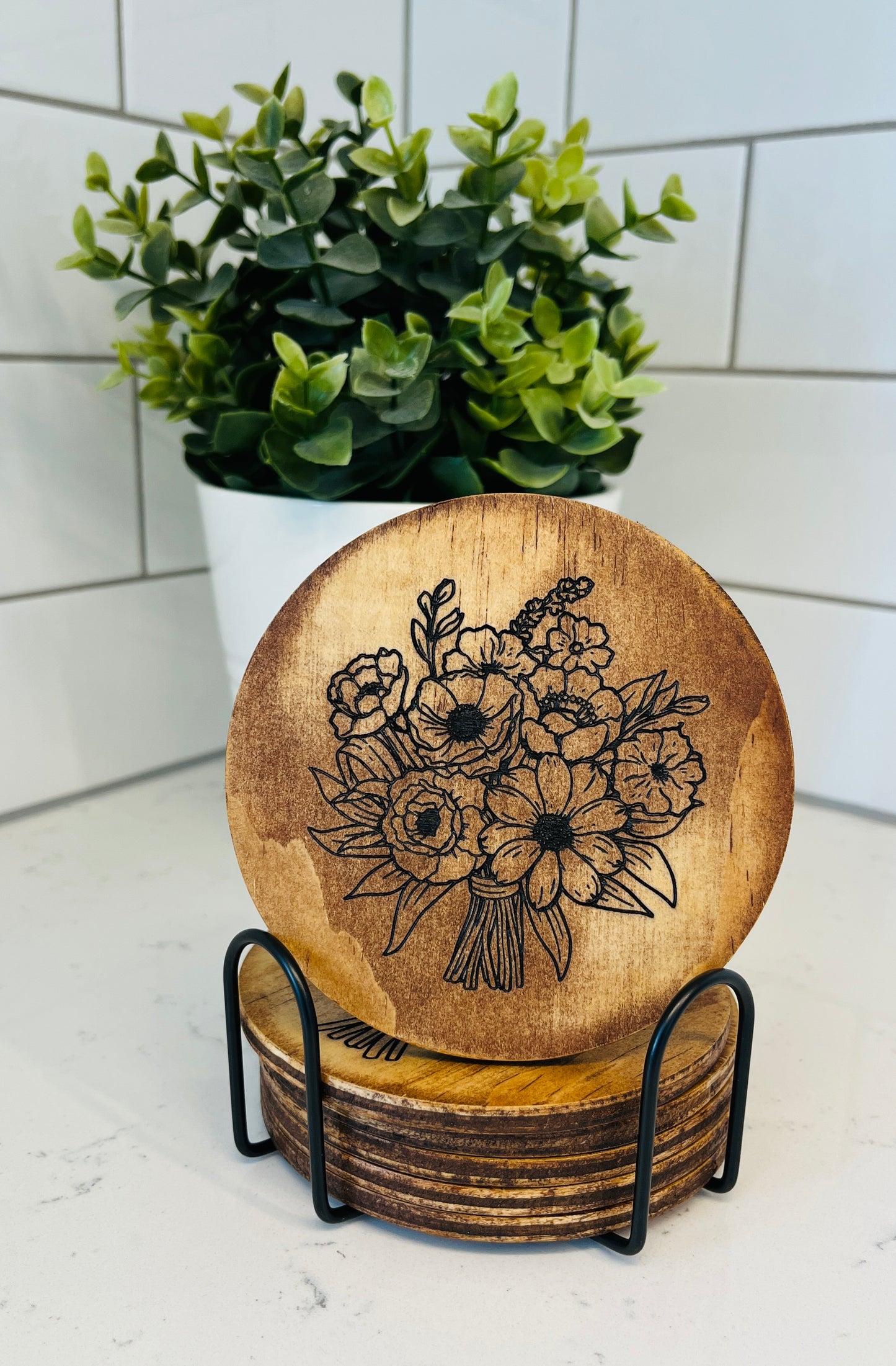 Coaster Set - Flower Bouquet