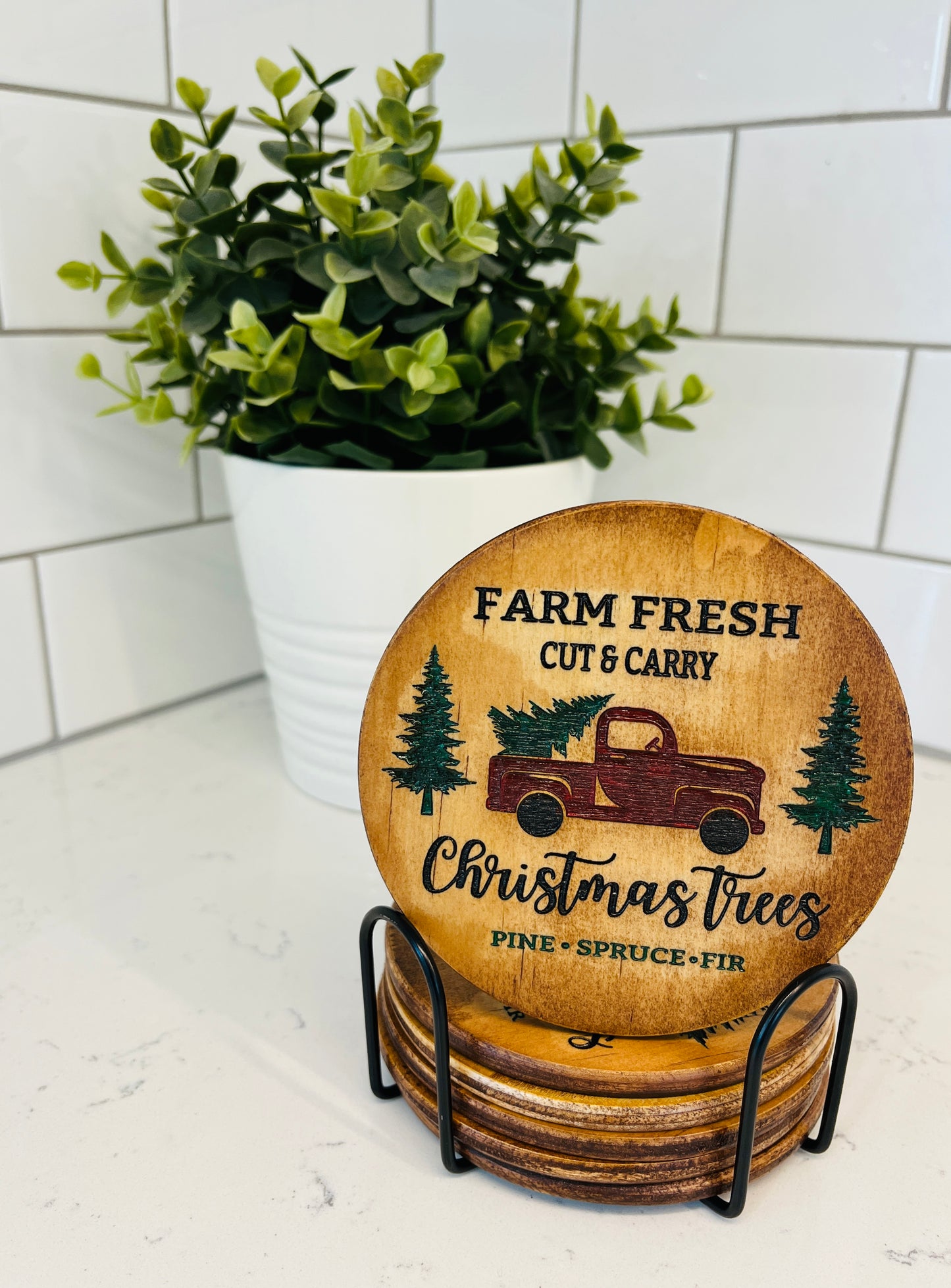 Coaster Set - Farm Fresh Cut & Carry Christmas Trees