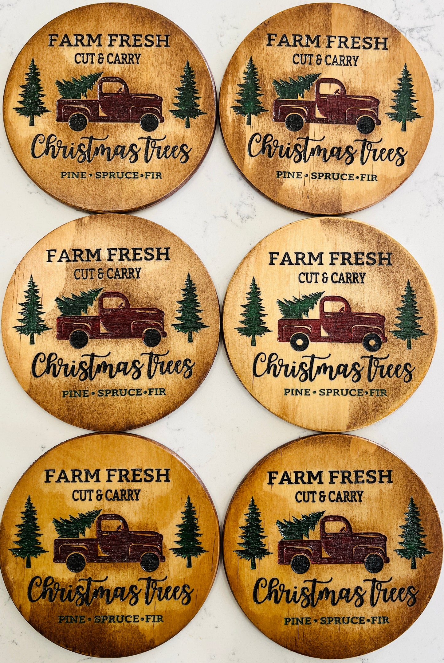 Coaster Set - Farm Fresh Cut & Carry Christmas Trees