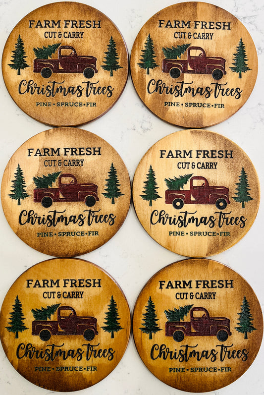 Coaster Set - Farm Fresh Cut & Carry Christmas Trees